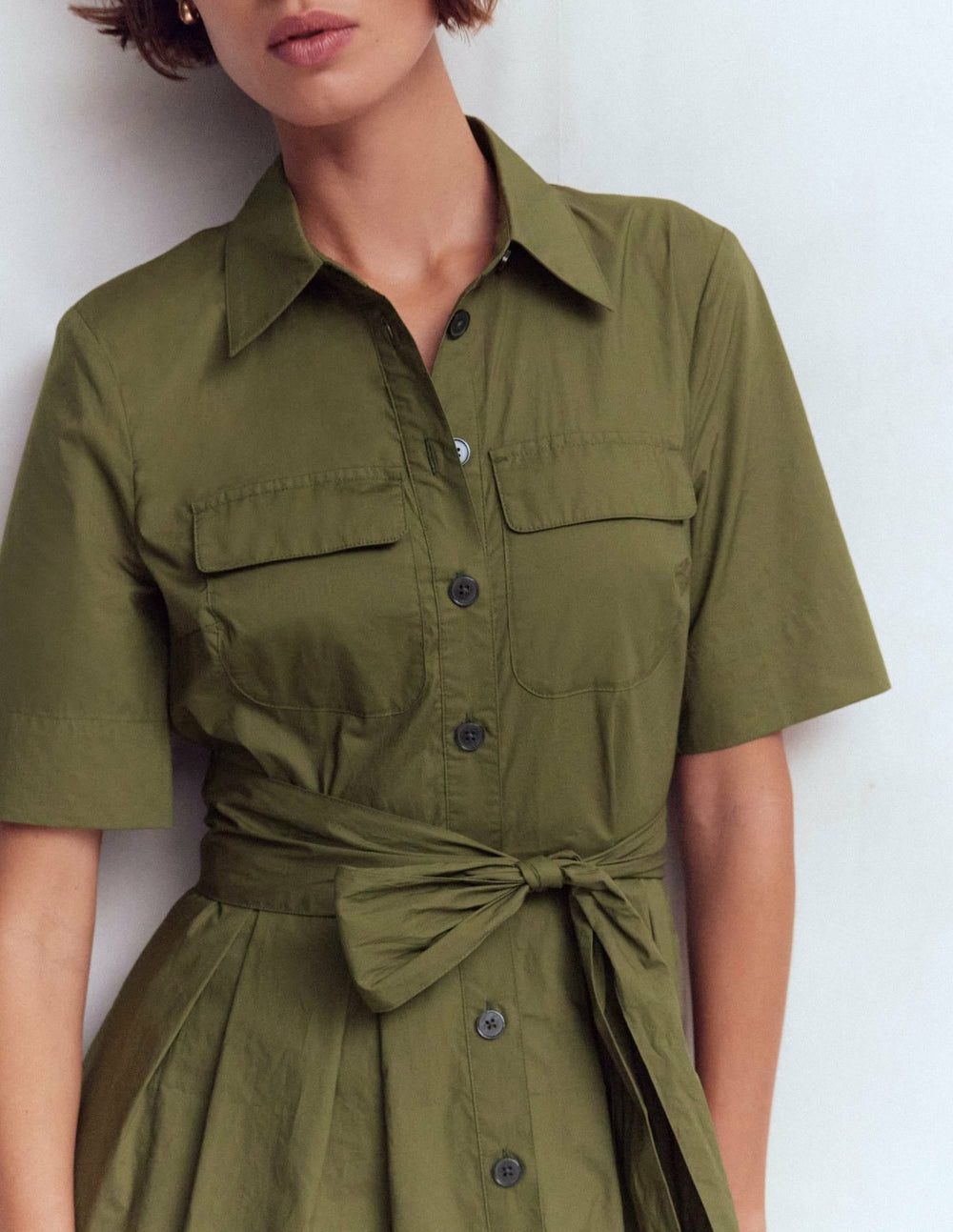 Zoe Short Sleeve Shirt Dress-Woodland Green / Boden On sale