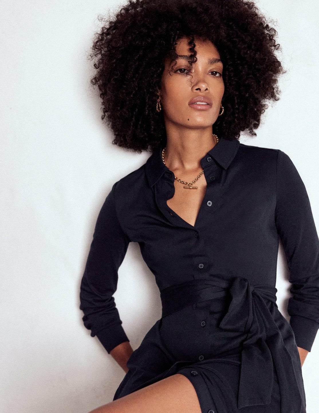 Marcia Jersey Shirt Dress-Navy / Boden Sale
