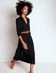 Imogen Collared Jersey Dress-Black / Boden Outlet