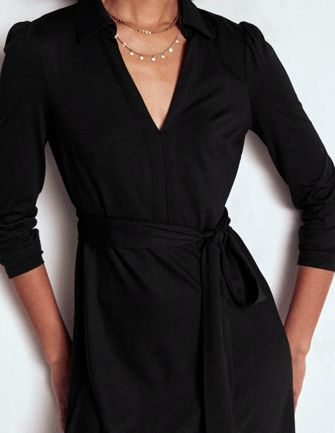 Imogen Collared Jersey Dress-Black / Boden Outlet