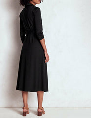 Imogen Collared Jersey Dress-Black / Boden Outlet