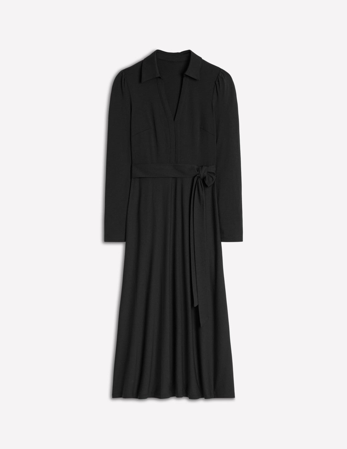 Imogen Collared Jersey Dress-Black / Boden Outlet