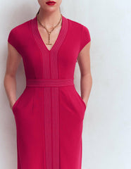 Topstitch Ponte Work Dress-Pomegranate / Boden us