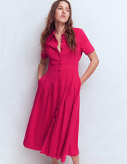 Bridget Ponte Shirt Dress-Pomegranate / Boden