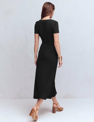 Una Ruched Front Ponte Dress-Black / Boden Online