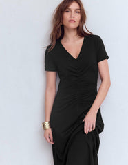 Una Ruched Front Ponte Dress-Black / Boden Online