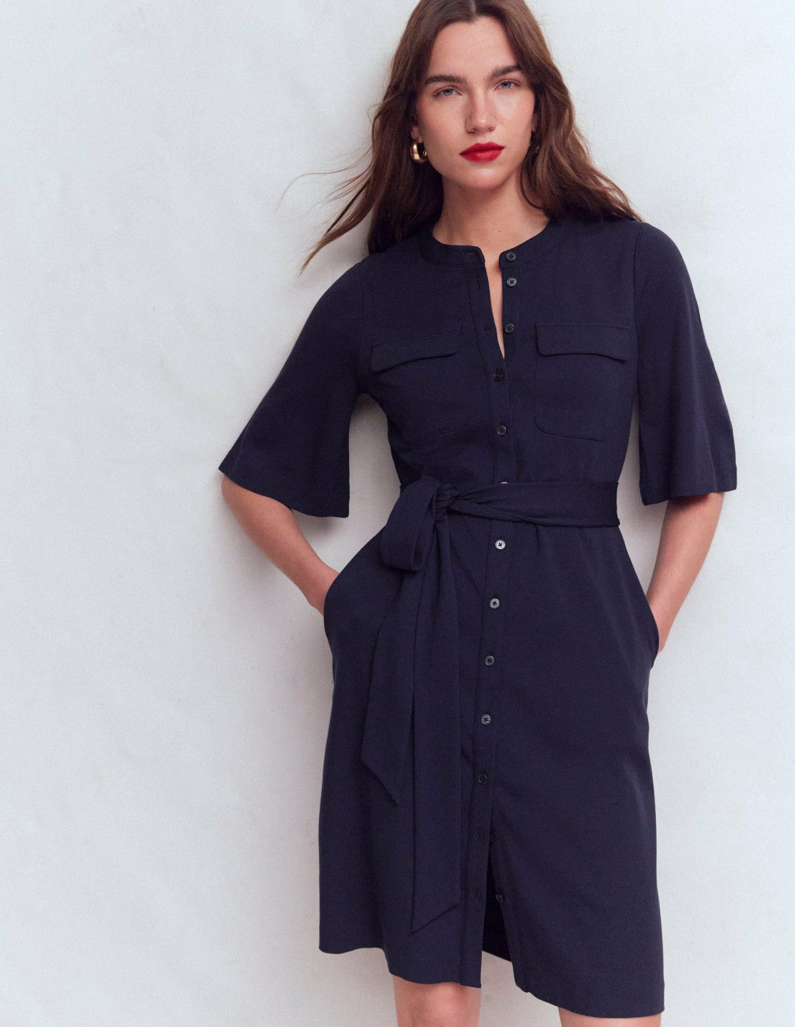 Front Pocket Ponte Dress-Navy / Boden Outlet