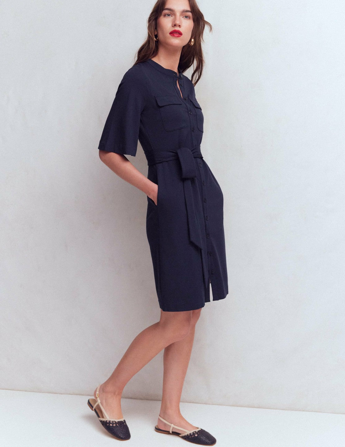 Front Pocket Ponte Dress-Navy / Boden Outlet