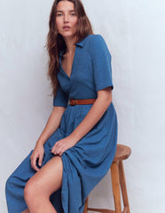 Aria Collared Jersey Dress-Tourmaline Blue / Boden Discount