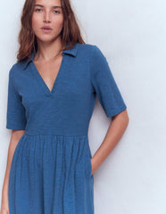 Aria Collared Jersey Dress-Tourmaline Blue / Boden Discount
