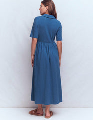 Aria Collared Jersey Dress-Tourmaline Blue / Boden Discount