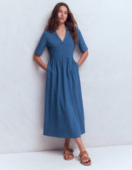 Aria Collared Jersey Dress-Tourmaline Blue / Boden Discount