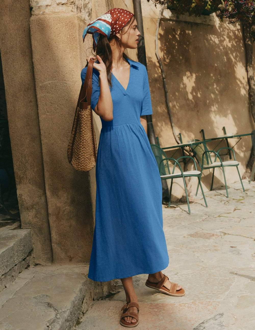 Aria Collared Jersey Dress-Tourmaline Blue / Boden Discount