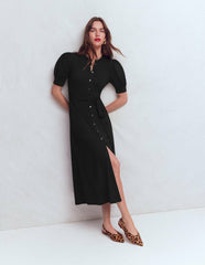 Puff Sleeve Ponte Shirt Dress-Black / Boden us
