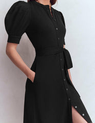 Puff Sleeve Ponte Shirt Dress-Black / Boden us