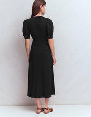 Puff Sleeve Ponte Shirt Dress-Black / Boden us