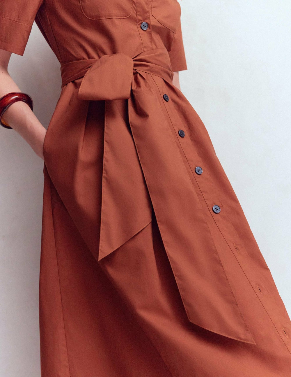 Zoe Short Sleeve Shirt Dress-Burnt Orange / Boden