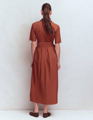 Zoe Short Sleeve Shirt Dress-Burnt Orange / Boden