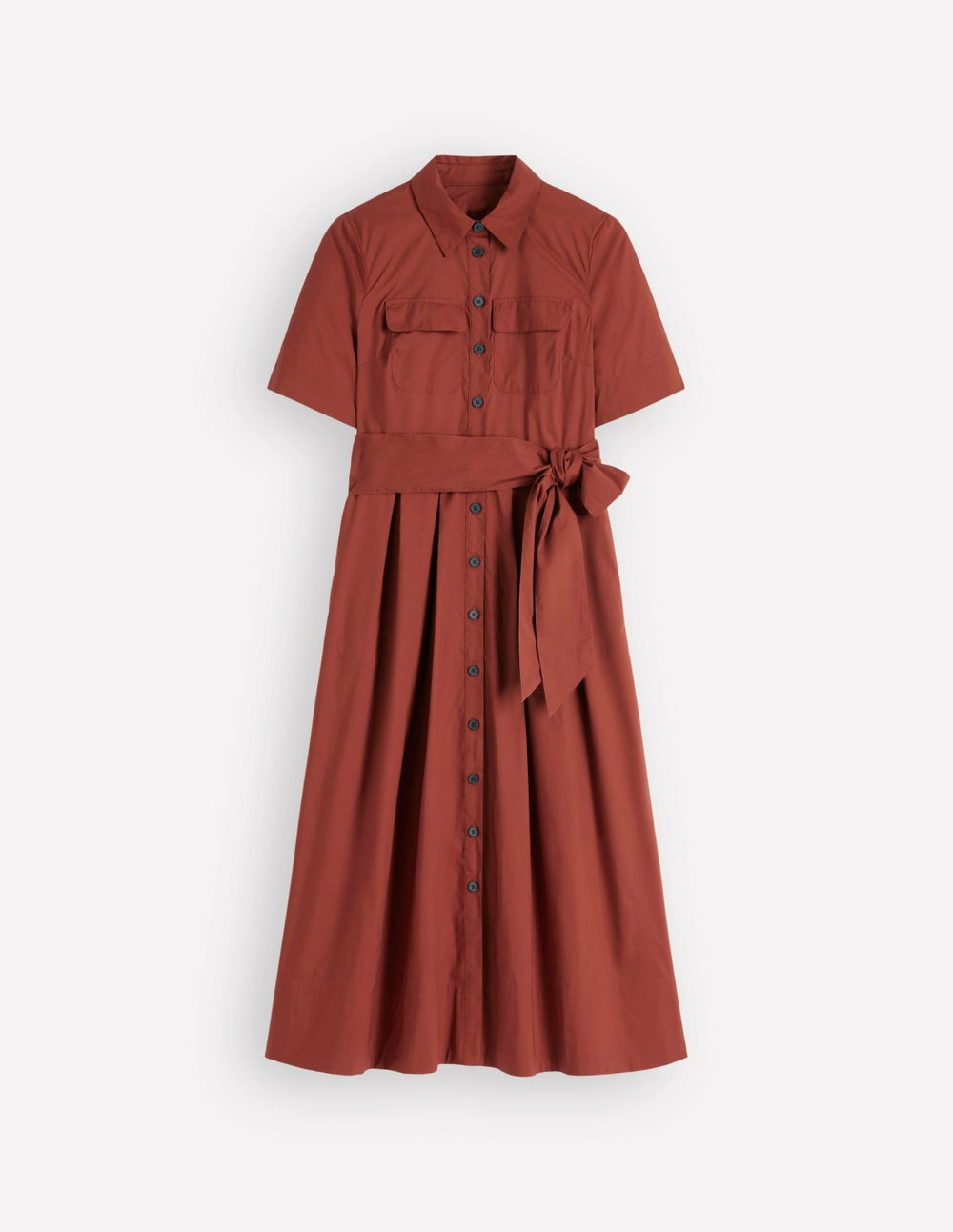 Zoe Short Sleeve Shirt Dress-Burnt Orange / Boden