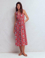 Delphine Midi Sleeveless Dress-Blood Orange, Gardenia / Boden Sale