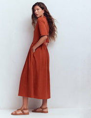 Aria Collared Jersey Dress-Burnt Orange / Boden Online