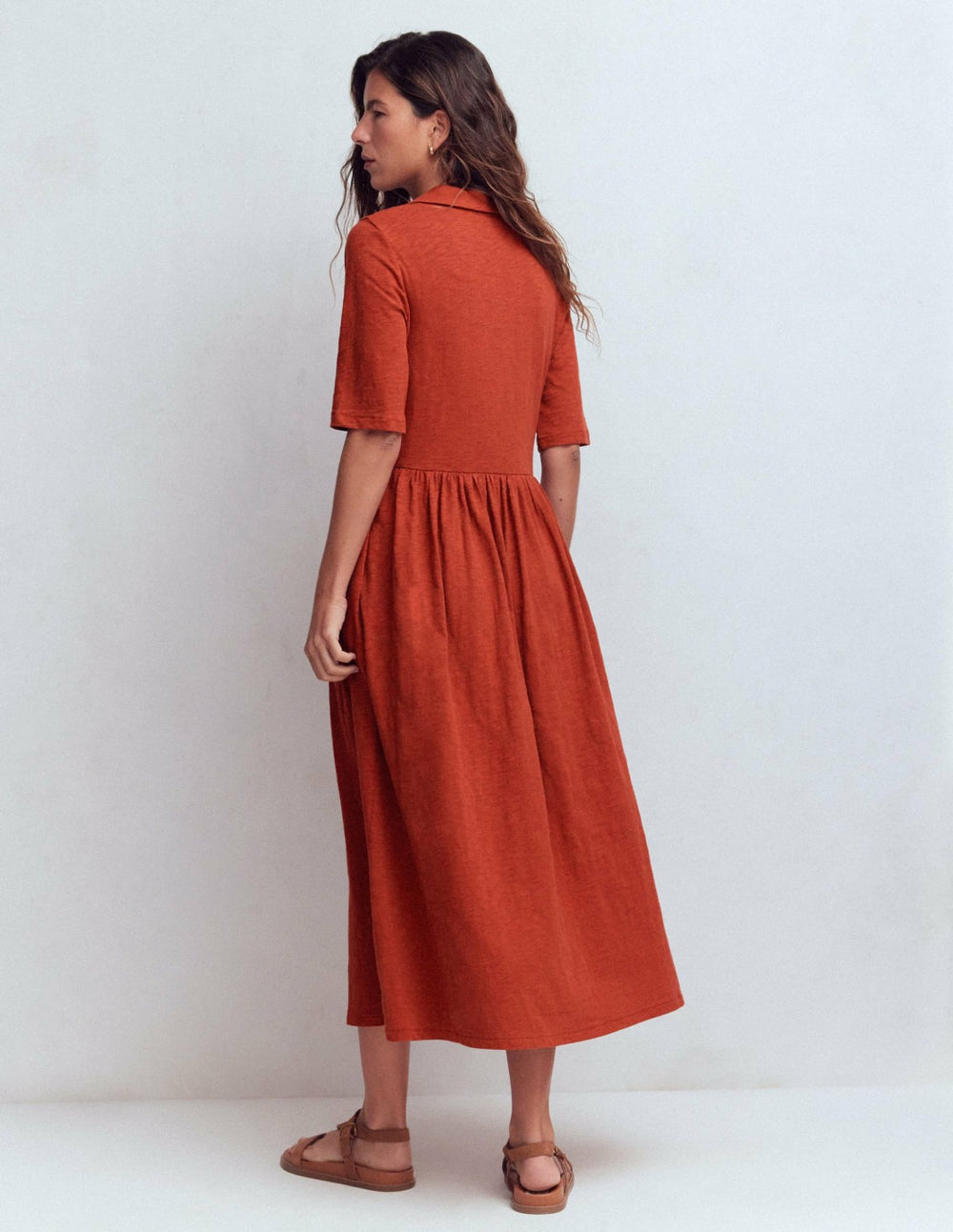 Aria Collared Jersey Dress-Burnt Orange / Boden Online