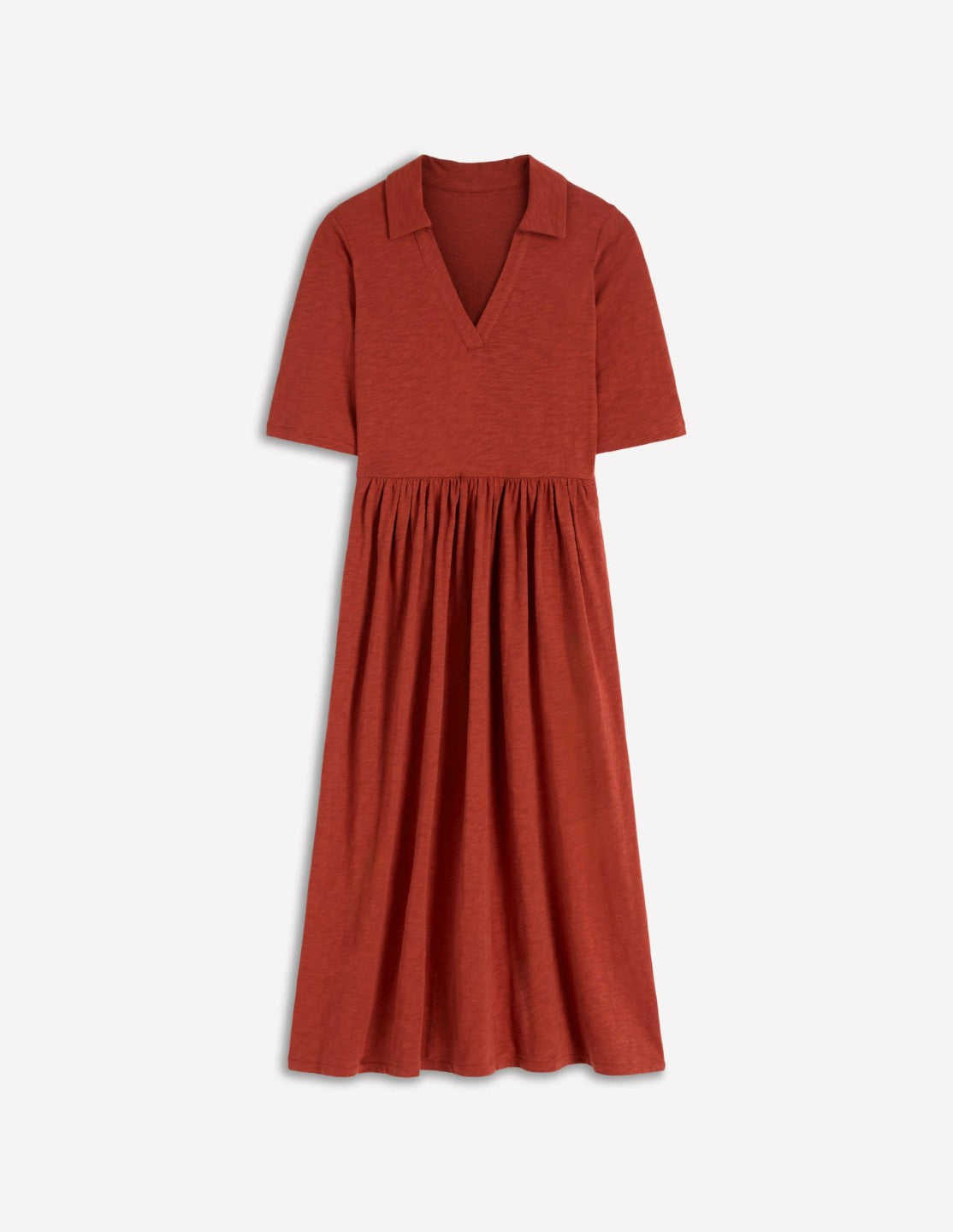 Aria Collared Jersey Dress-Burnt Orange / Boden Online
