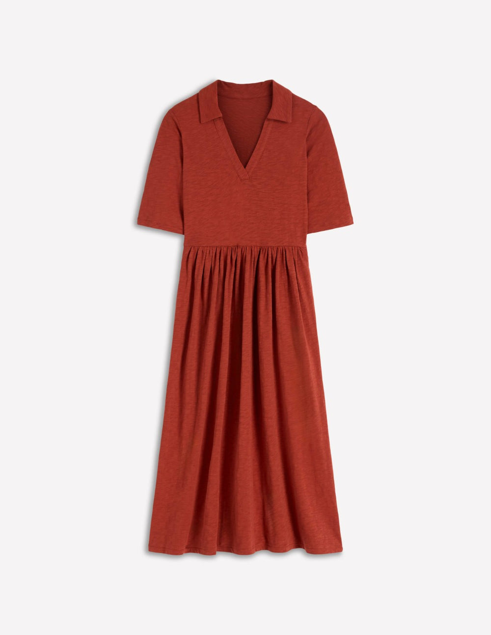 Aria Collared Jersey Dress-Burnt Orange / Boden Online