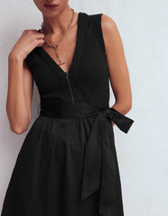 Zip-front Mix Media Dress-Black / Boden Outlet