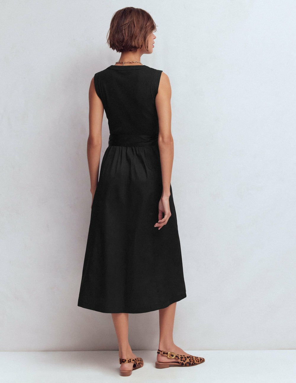 Zip-front Mix Media Dress-Black / Boden Outlet