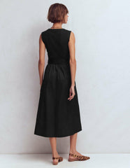Zip-front Mix Media Dress-Black / Boden Outlet