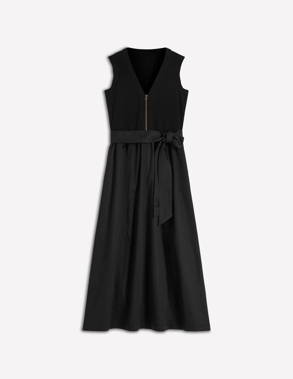 Zip-front Mix Media Dress-Black / Boden Outlet