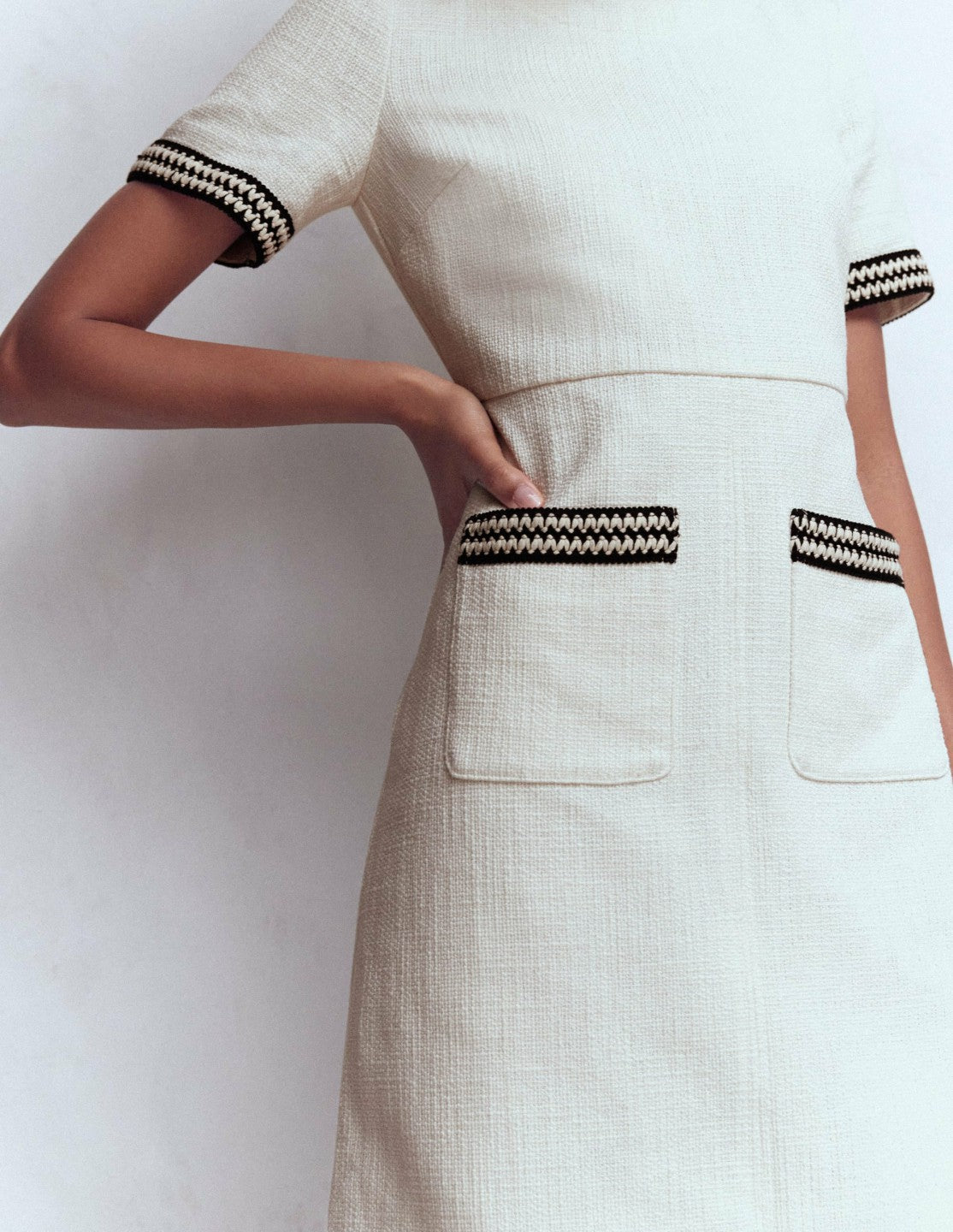 A-line Trim Short Dress-Ivory / Boden Discount