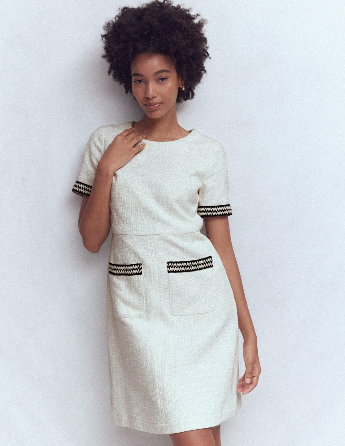 A-line Trim Short Dress-Ivory / Boden Discount