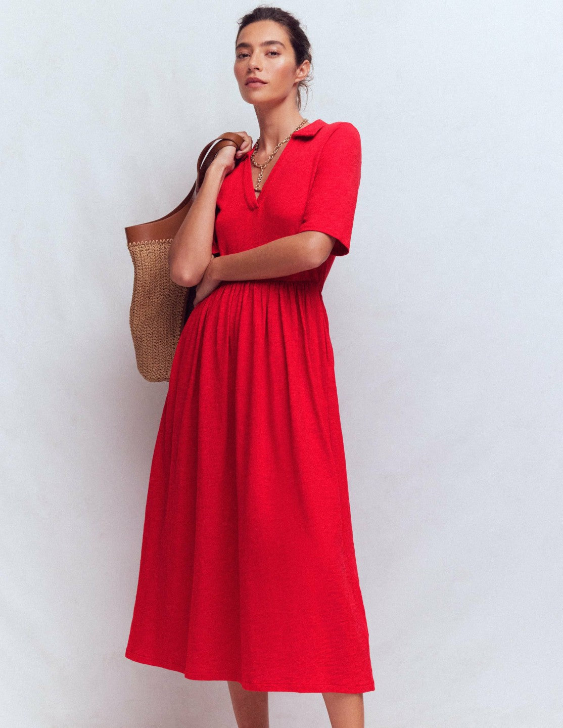 Aria Collared Jersey Dress-Merida Red / Boden On sale