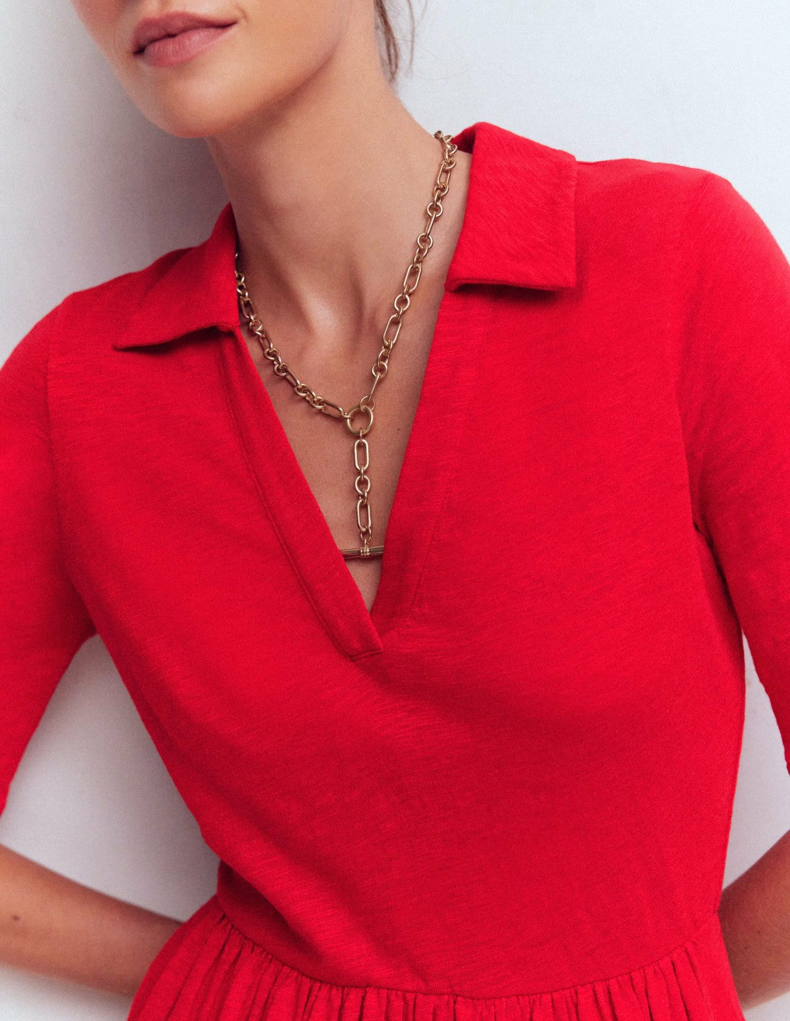 Aria Collared Jersey Dress-Merida Red / Boden On sale