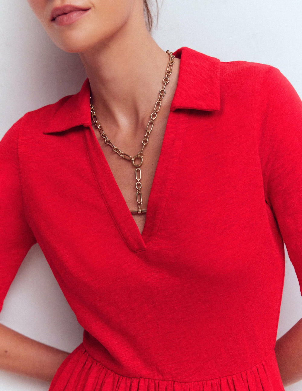 Aria Collared Jersey Dress-Merida Red / Boden On sale