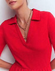 Aria Collared Jersey Dress-Merida Red / Boden On sale