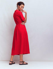 Aria Collared Jersey Dress-Merida Red / Boden On sale