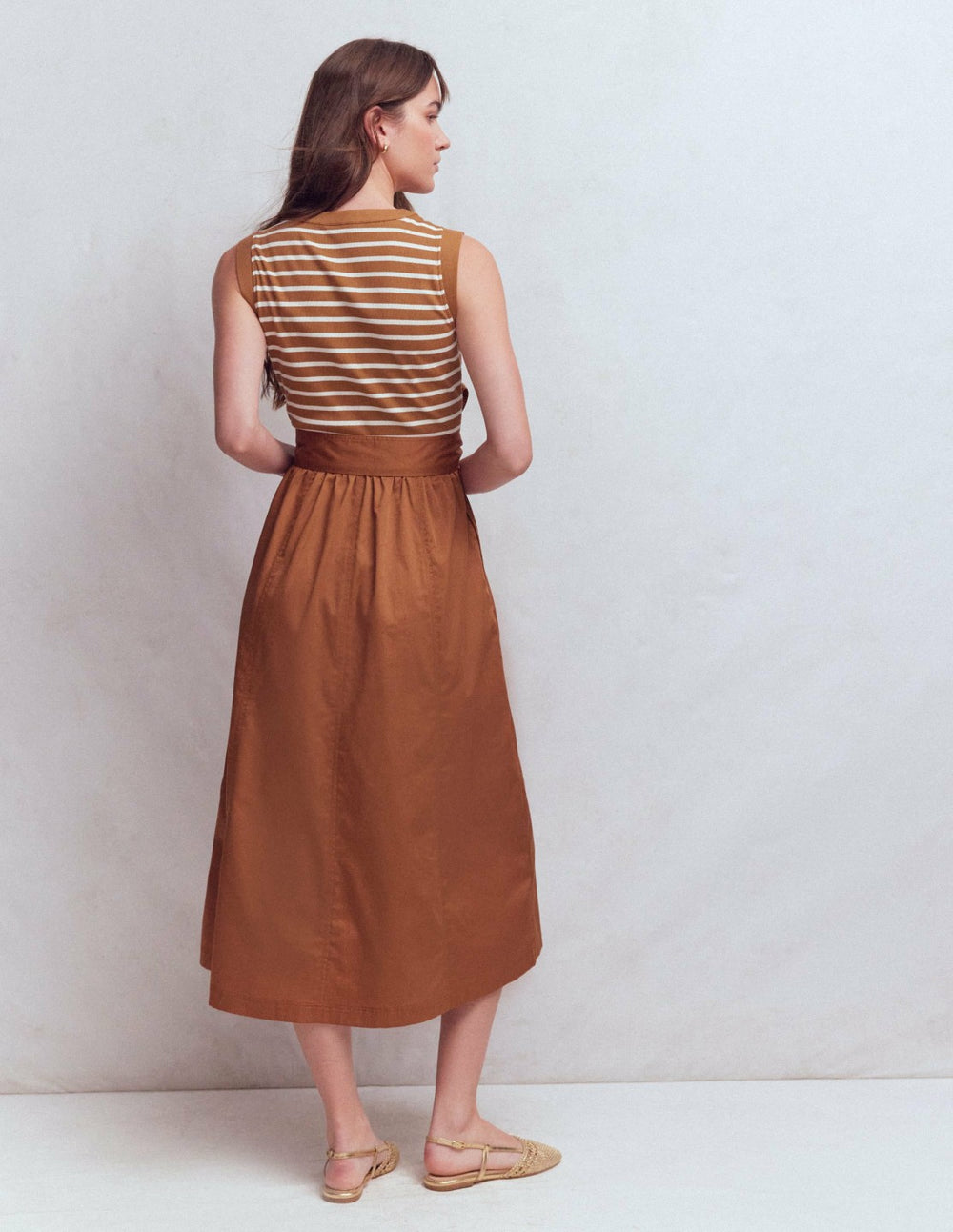 Zip-front Mix Media Dress-Ginger and Ivory Stripe / Boden us