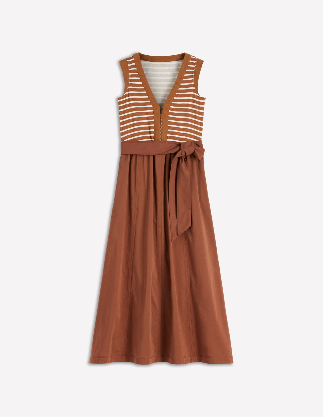 Zip-front Mix Media Dress-Ginger and Ivory Stripe / Boden us