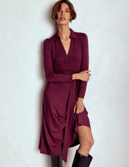Imogen Collared Jersey Dress-Deep Wisteria / Boden