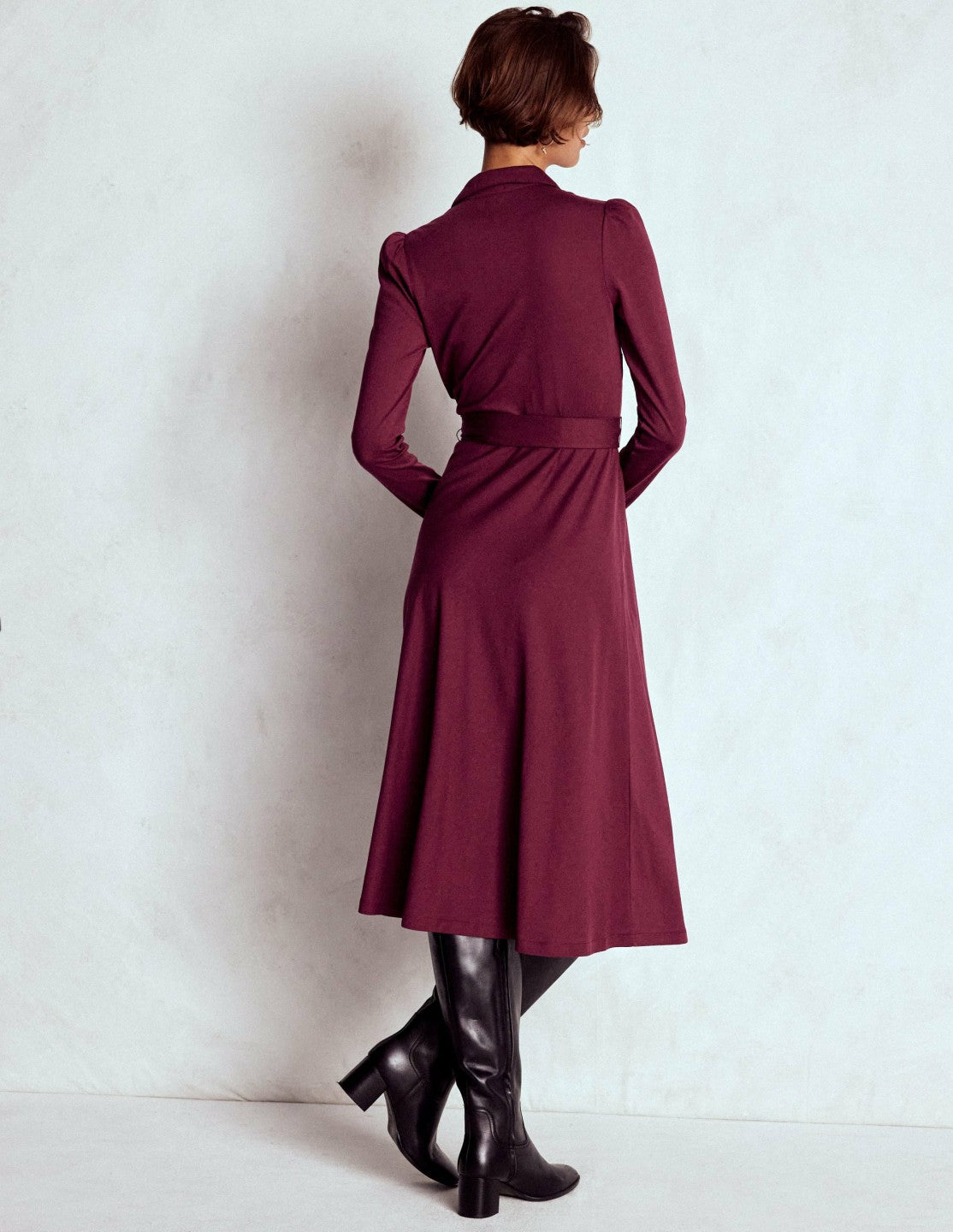 Imogen Collared Jersey Dress-Deep Wisteria / Boden