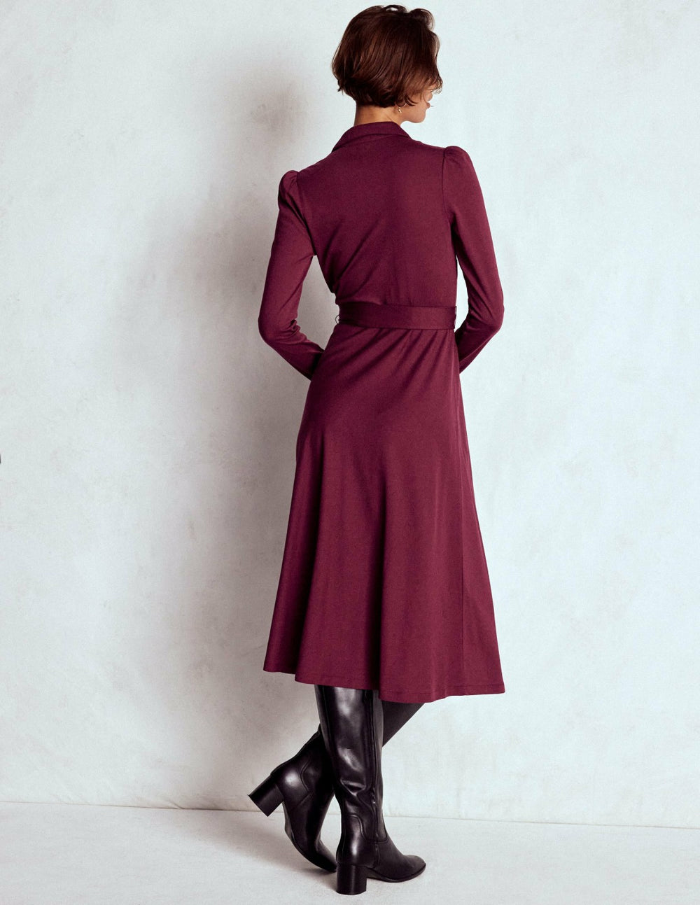 Imogen Collared Jersey Dress-Deep Wisteria / Boden