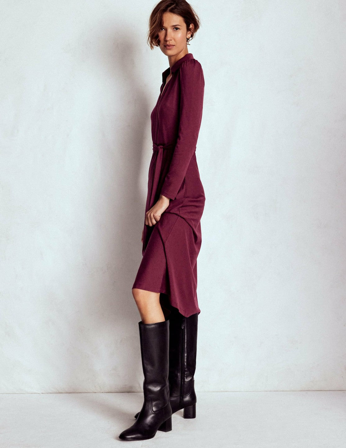 Imogen Collared Jersey Dress-Deep Wisteria / Boden