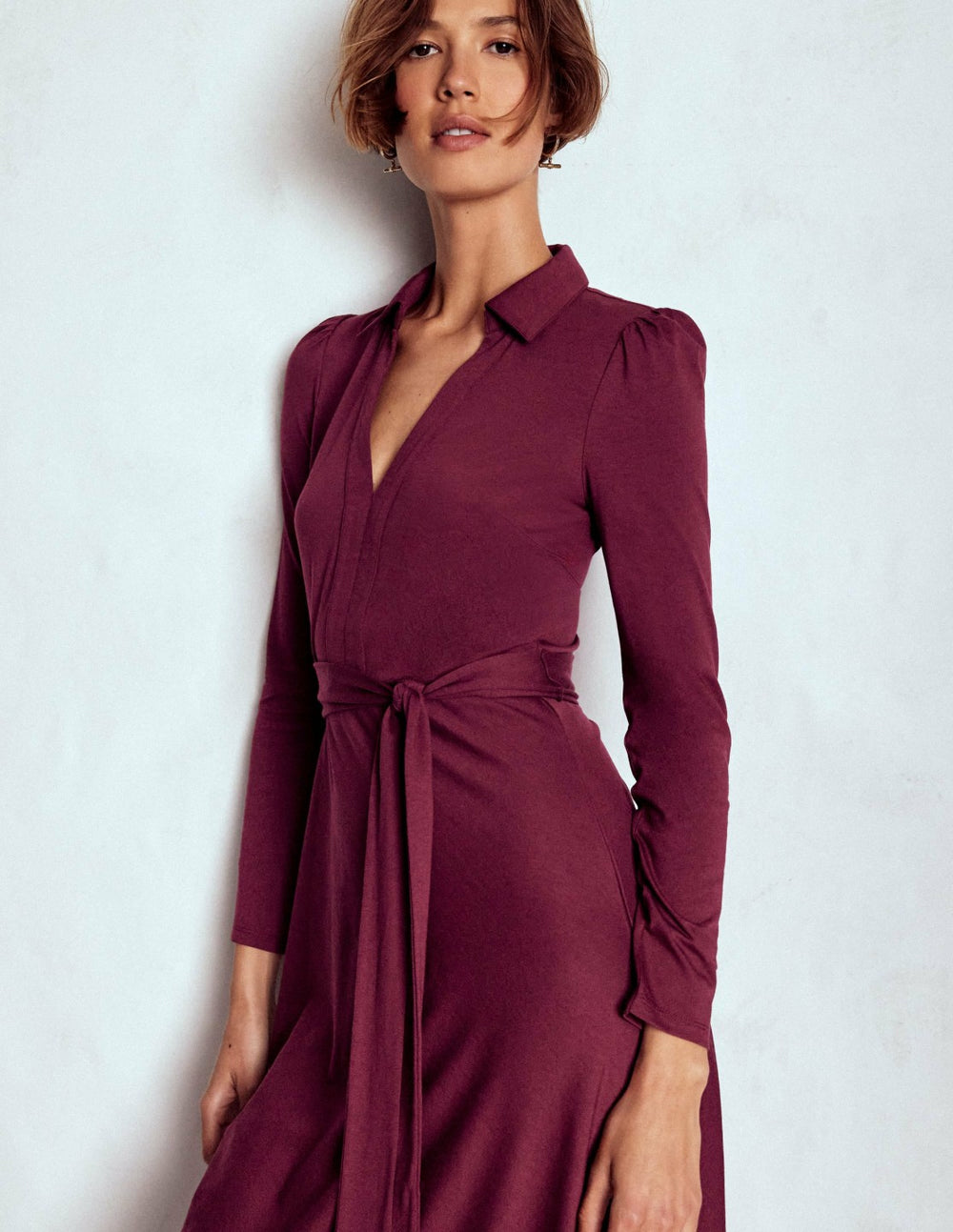 Imogen Collared Jersey Dress-Deep Wisteria / Boden