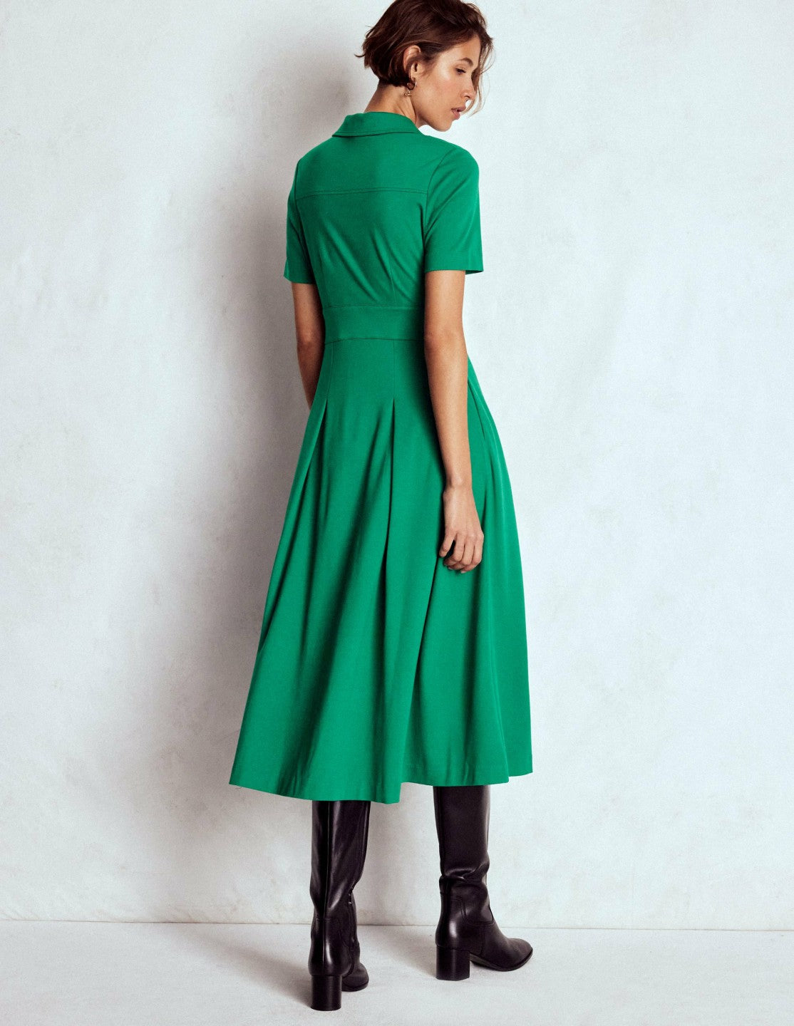 Bridget Ponte Shirt Dress-Jewel Green / Boden Sale
