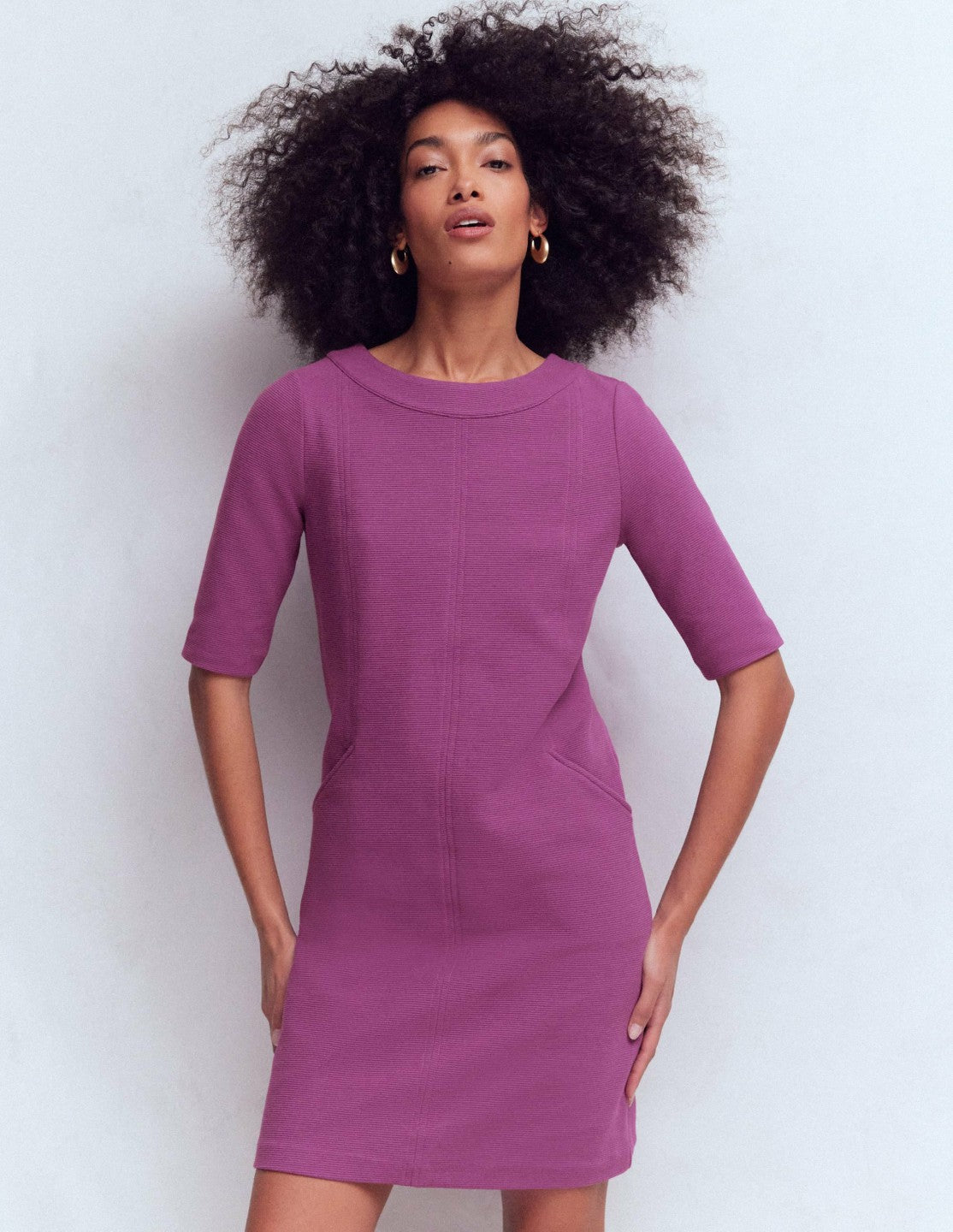 Nessa Ottoman Shift Dress-Damson / Boden Outlet