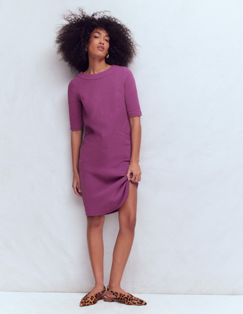 Nessa Ottoman Shift Dress-Damson / Boden Outlet