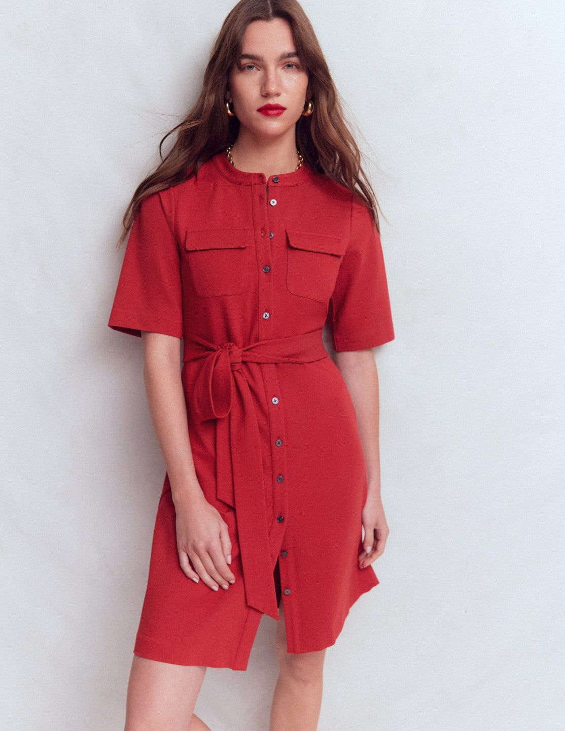 Front Pocket Ponte Dress-Crimson Red / Boden Discount